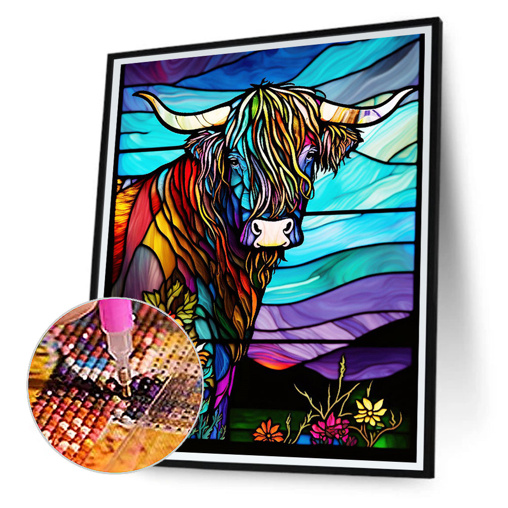 Highland Yak Glass Painting - Full Round Drill Diamond Painting 30*40CM