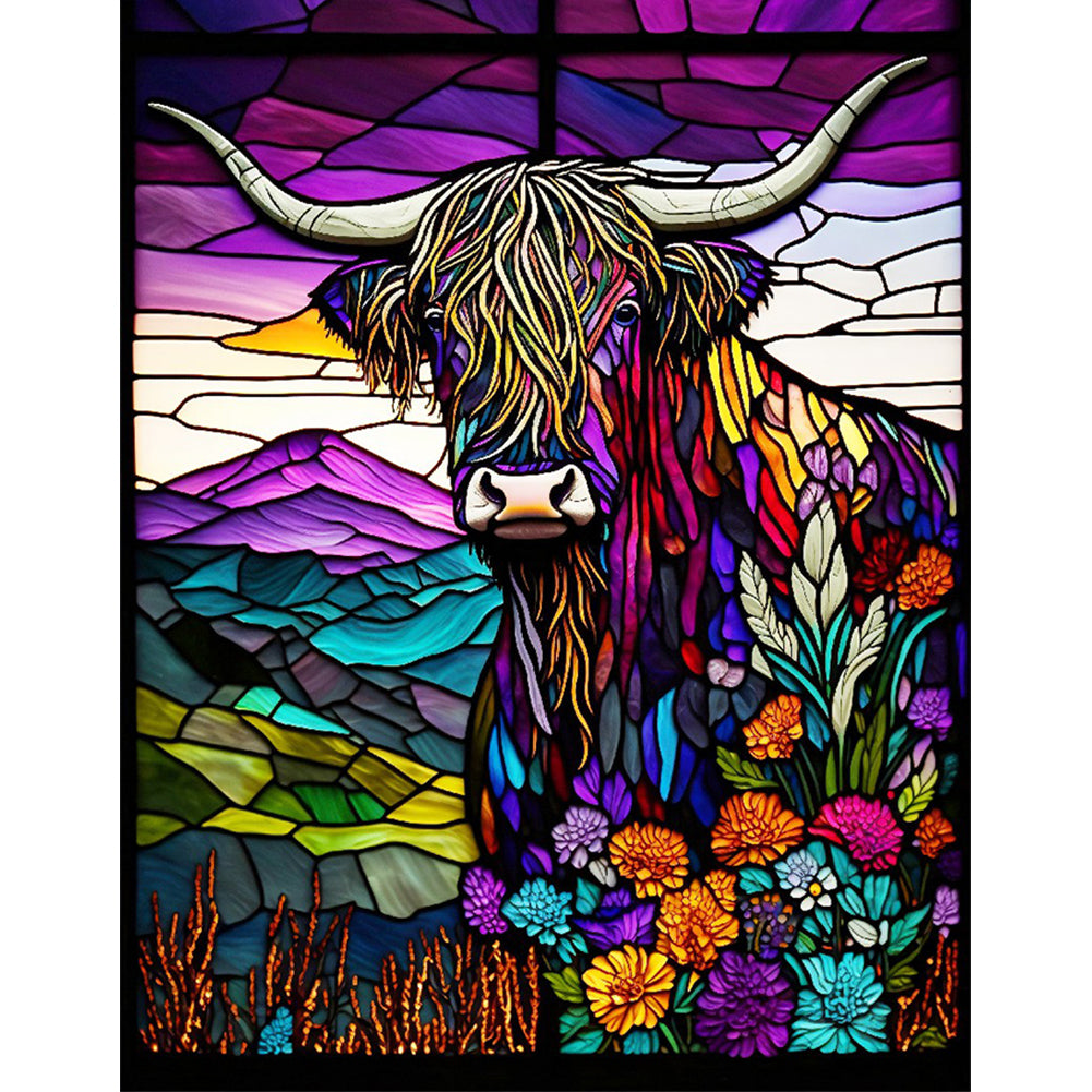 Highland Yak Glass Painting - Full Round Drill Diamond Painting 30*40CM