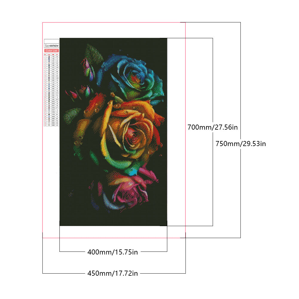 Aurora Rose - Full Square Drill Diamond Painting 40*70CM