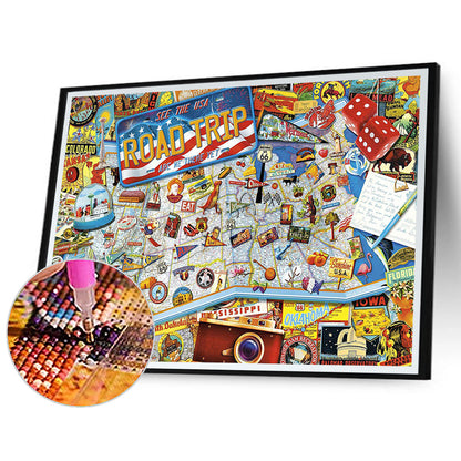 Route Map - Full Round Drill Diamond Painting 40*30CM