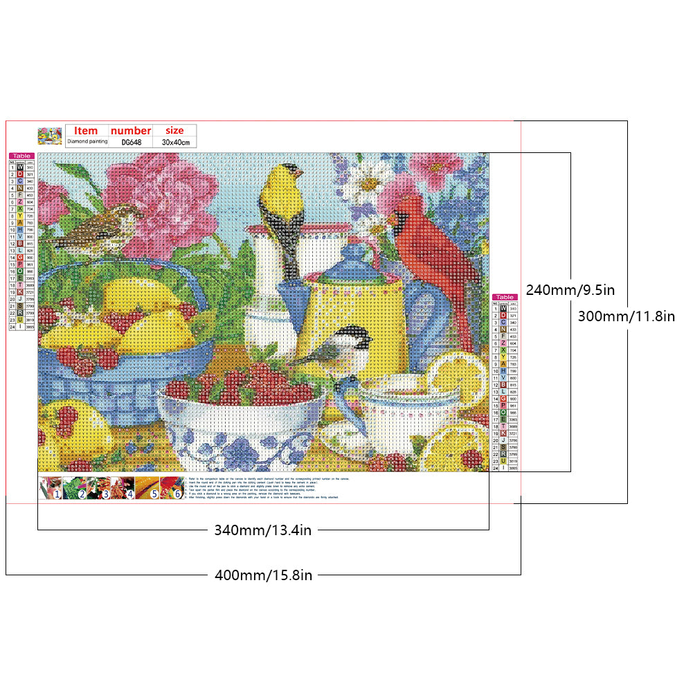 The Birds' Tea Party - Full Round Drill Diamond Painting 40*30CM