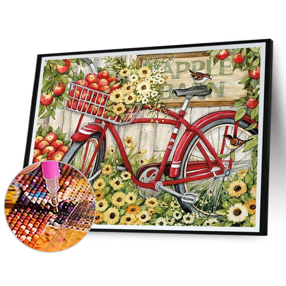 Bike In Flowers - Full Round Drill Diamond Painting 40*30CM