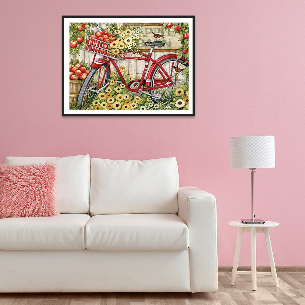 Bike In Flowers - Full Round Drill Diamond Painting 40*30CM