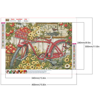 Bike In Flowers - Full Round Drill Diamond Painting 40*30CM