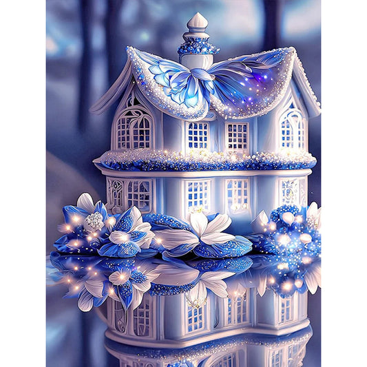 Blue Butterfly House - Full Square Drill Diamond Painting 30*40CM