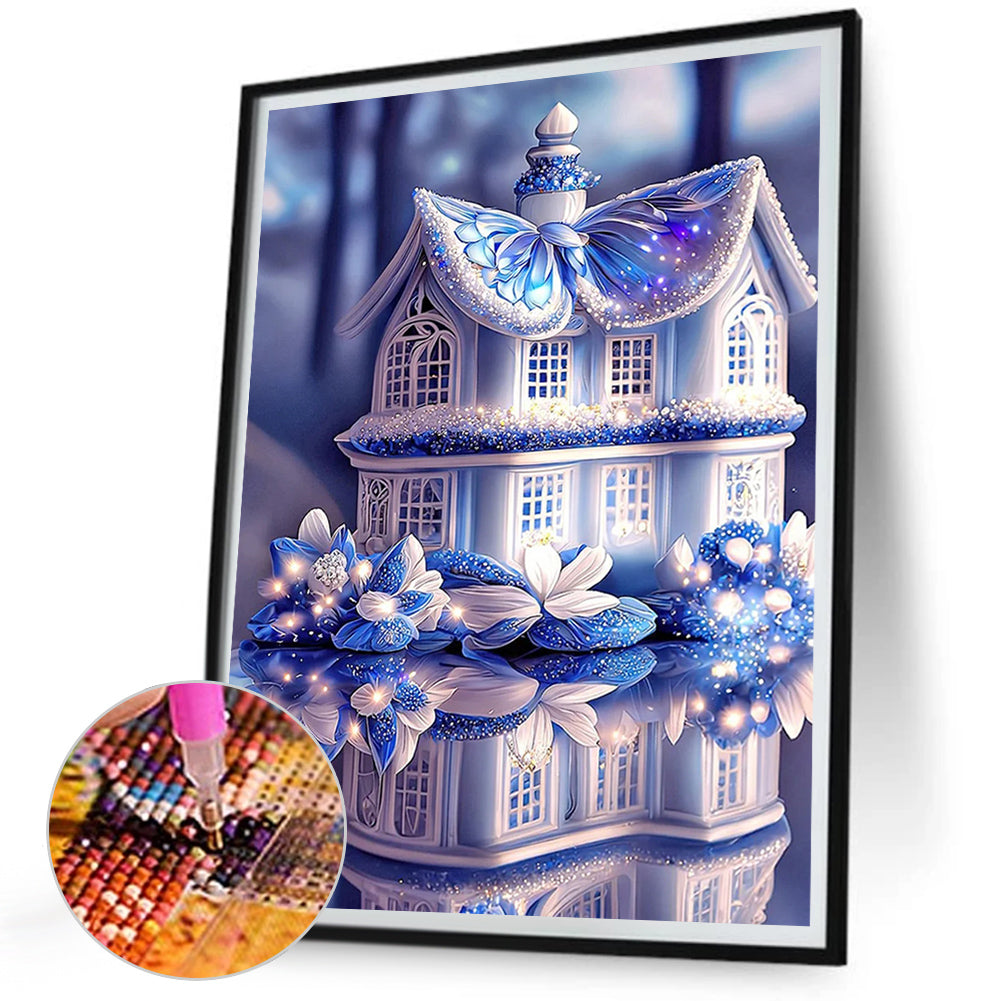 Blue Butterfly House - Full Square Drill Diamond Painting 30*40CM