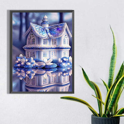 Blue Butterfly House - Full Square Drill Diamond Painting 30*40CM