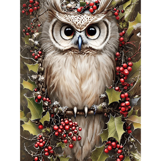 Owl - Full Round Drill Diamond Painting 30*40CM