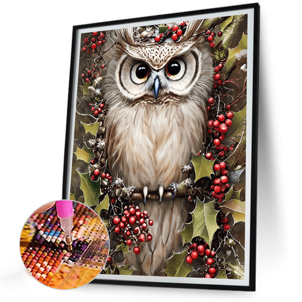 Owl - Full Round Drill Diamond Painting 30*40CM