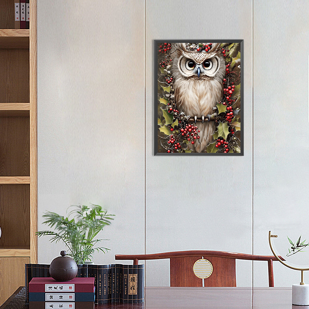 Owl - Full Round Drill Diamond Painting 30*40CM