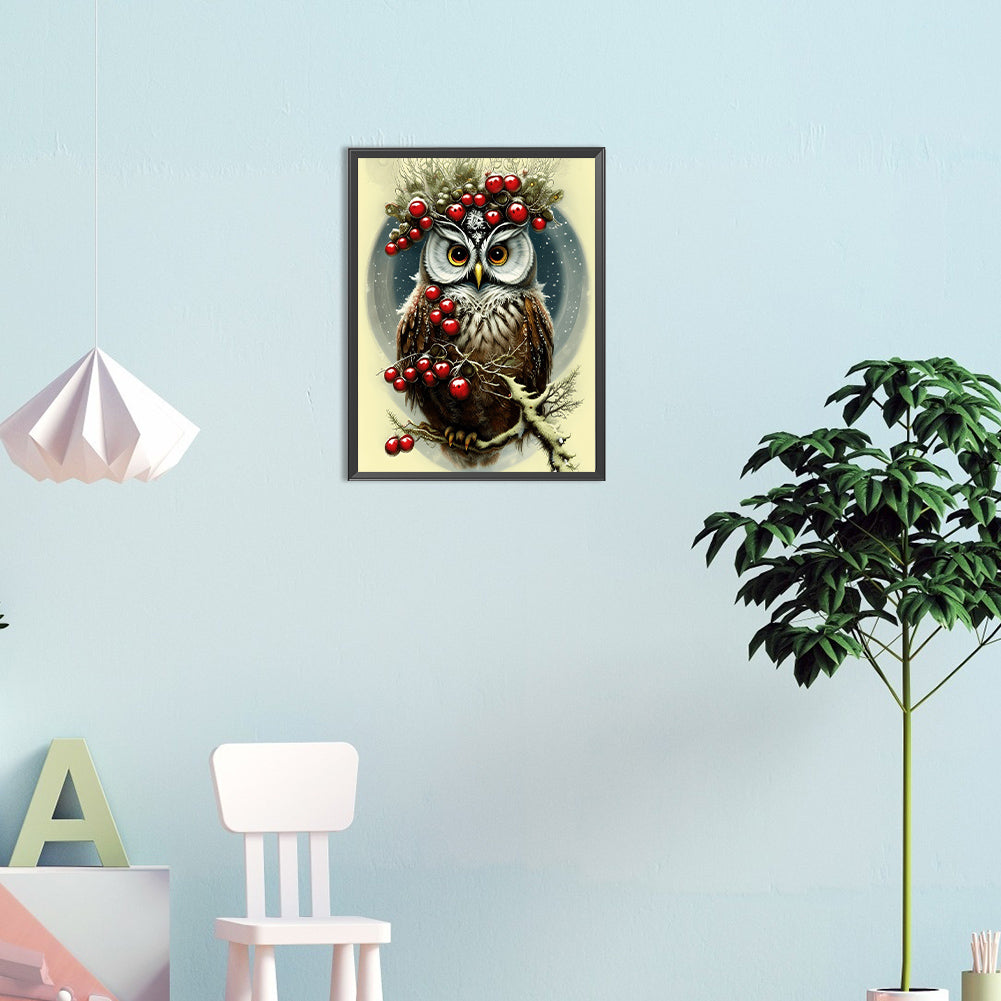 Owl - Full Round Drill Diamond Painting 30*40CM