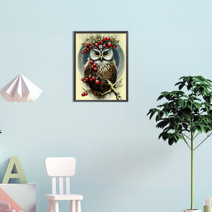 Owl - Full Round Drill Diamond Painting 30*40CM