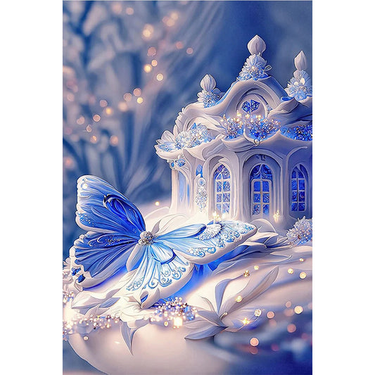 Blue Butterfly House - Full Square Drill Diamond Painting 40*50CM