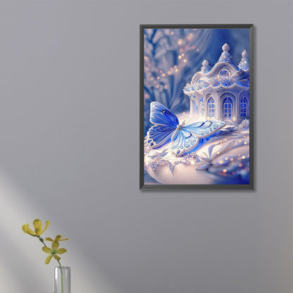 Blue Butterfly House - Full Square Drill Diamond Painting 40*50CM