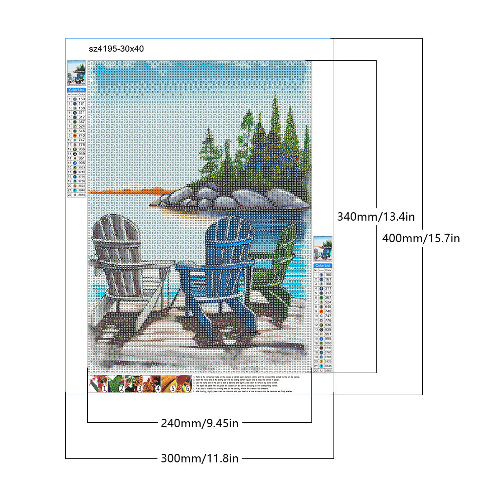 Beach Chair - Full Round Drill Diamond Painting 30*40CM