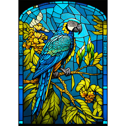 Blue Parrot Glass Painting - Full Round Drill Diamond Painting 30*40CM