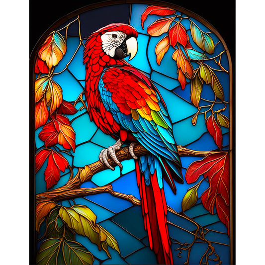 Blue Parrot Glass Painting - Full Round Drill Diamond Painting 30*40CM