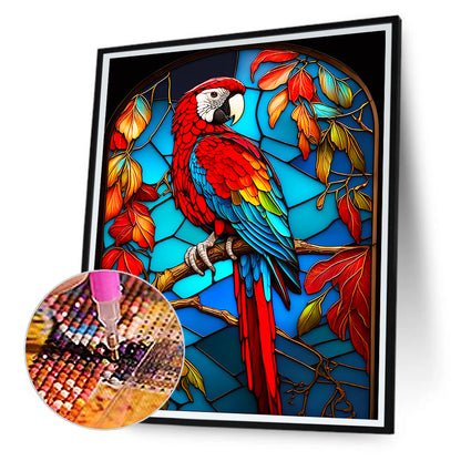 Blue Parrot Glass Painting - Full Round Drill Diamond Painting 30*40CM