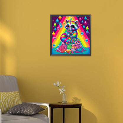 Colored Raccoon - Full Round Drill Diamond Painting 30*30CM