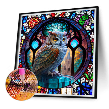Stained Glass Owl - Full Round Drill Diamond Painting 30*30CM