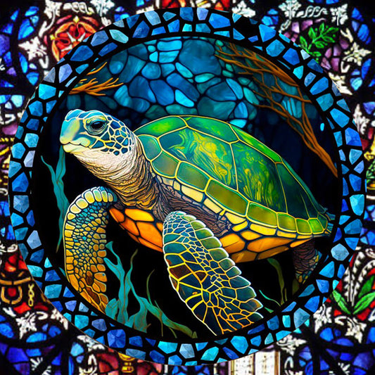 Stained Glass Turtle - Full Round Drill Diamond Painting 30*30CM