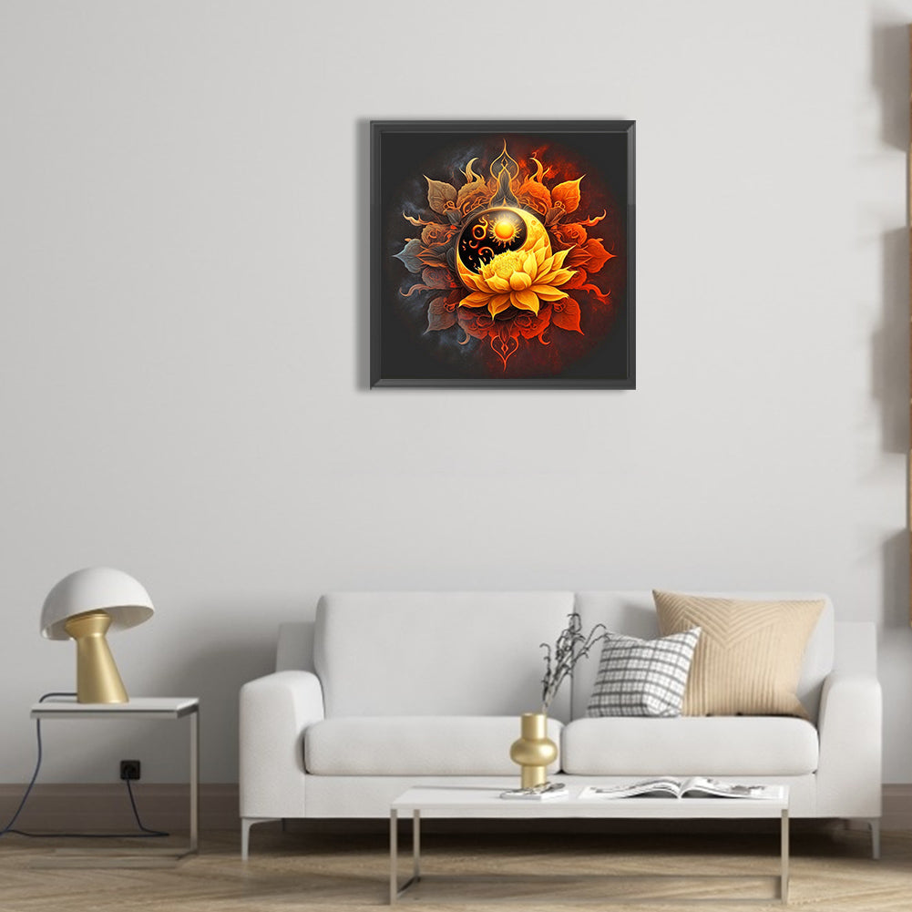 Yin And Yang Bipolar Flower - Full Round Drill Diamond Painting 30*30CM