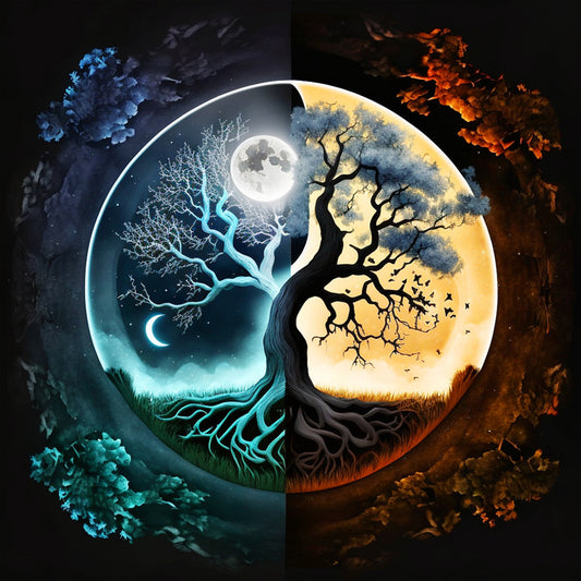 Yin And Yang Bipolar Tree - Full Round Drill Diamond Painting 30*30CM