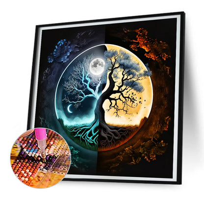 Yin And Yang Bipolar Tree - Full Round Drill Diamond Painting 30*30CM