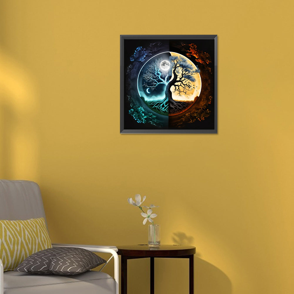 Yin And Yang Bipolar Tree - Full Round Drill Diamond Painting 30*30CM