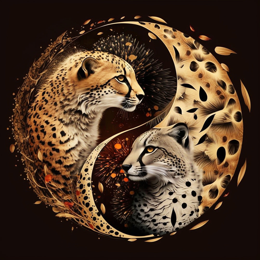 Yin And Yang Bipolar Leopard - Full Round Drill Diamond Painting 30*30CM