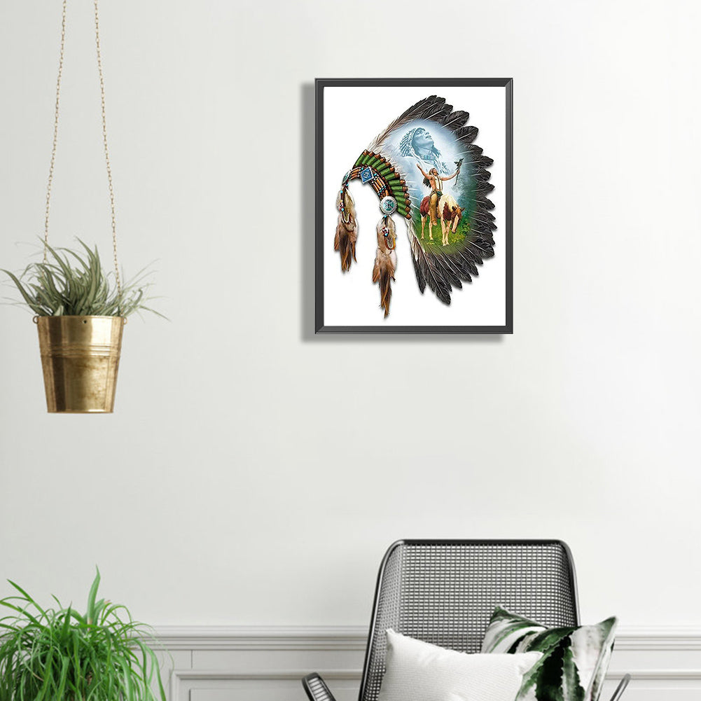 Indian Headdress - Full Square Drill Diamond Painting 30*40CM