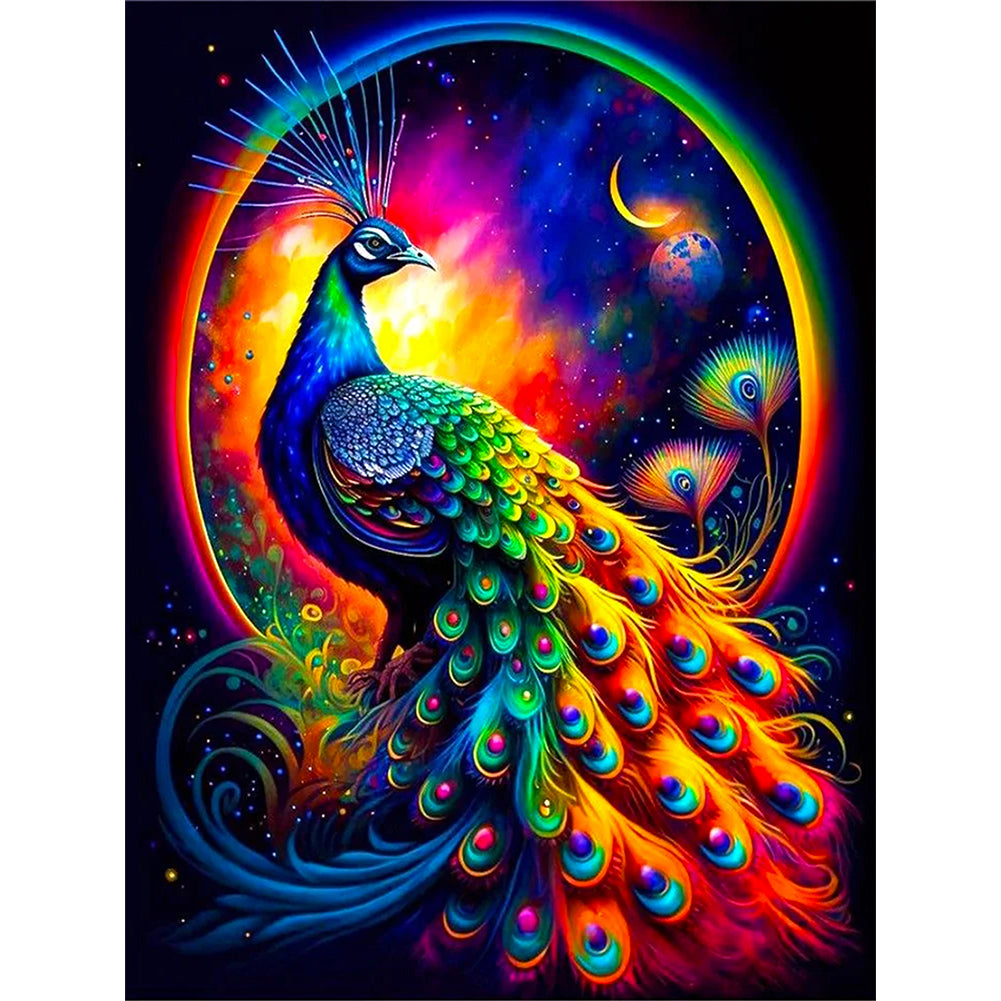 Colorful Peacock - Full Square Drill Diamond Painting 30*40CM