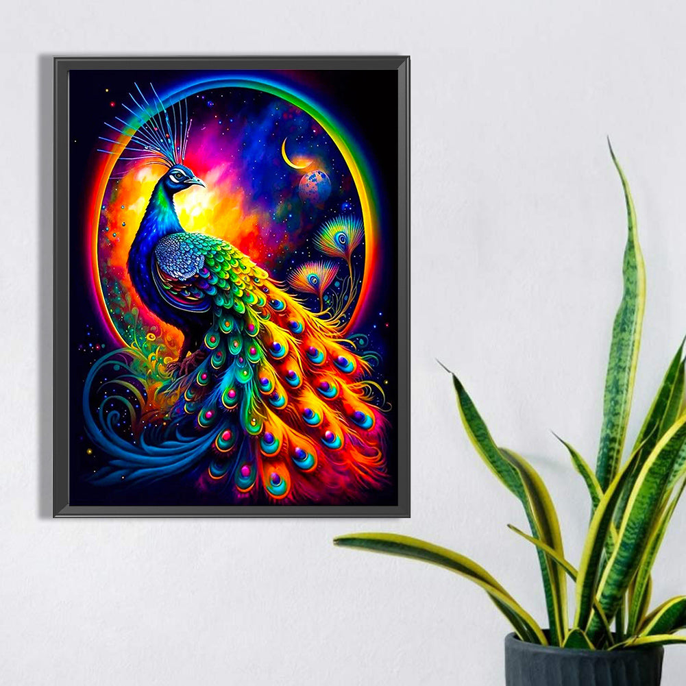 Colorful Peacock - Full Square Drill Diamond Painting 30*40CM