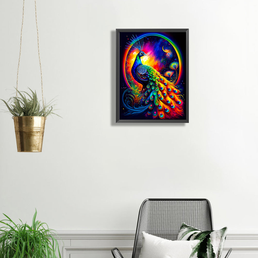 Colorful Peacock - Full Square Drill Diamond Painting 30*40CM