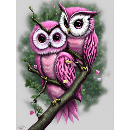 Owl - Full Round Drill Diamond Painting 40*50CM