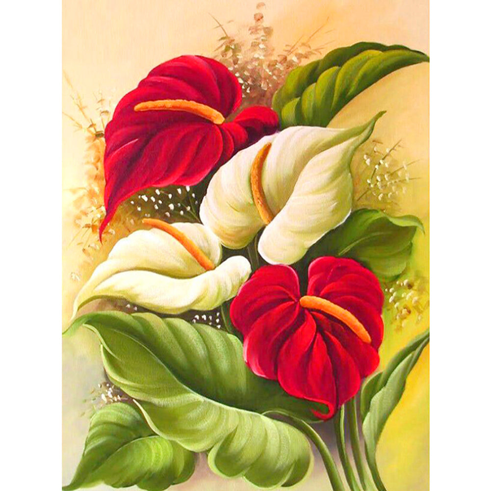 Big Red Flower - Full Round Drill Diamond Painting 40*50CM