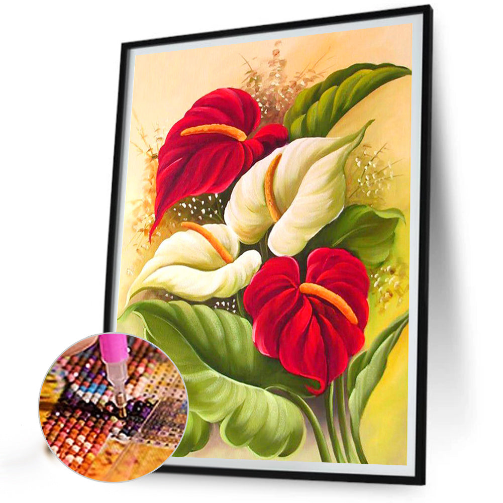 Big Red Flower - Full Round Drill Diamond Painting 40*50CM