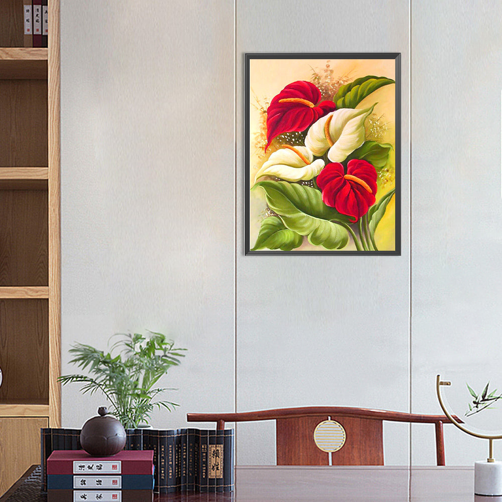 Big Red Flower - Full Round Drill Diamond Painting 40*50CM