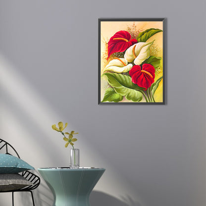 Big Red Flower - Full Round Drill Diamond Painting 40*50CM