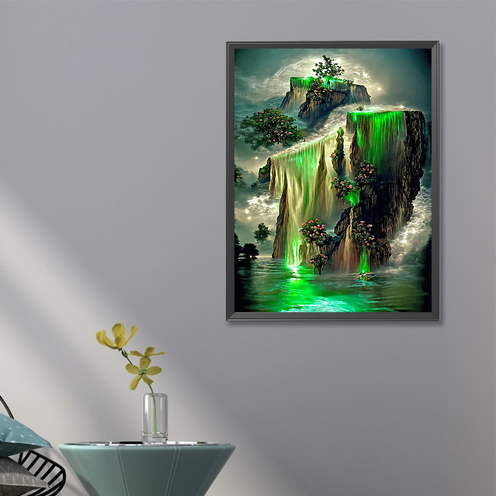Fantasy Green Waterfall - Full Round Drill Diamond Painting 40*60CM