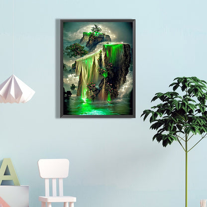 Fantasy Green Waterfall - Full Round Drill Diamond Painting 40*60CM