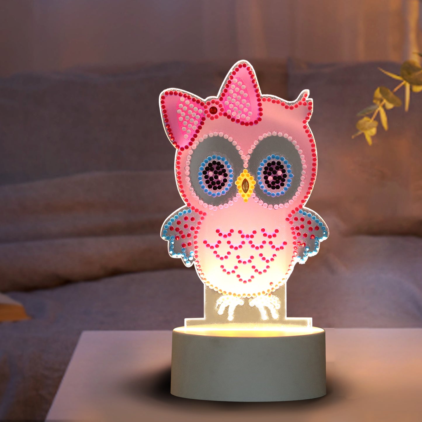 DIY Diamond Painting LED Night Light Cross Stitch Pink Christmas Gift Home Decor