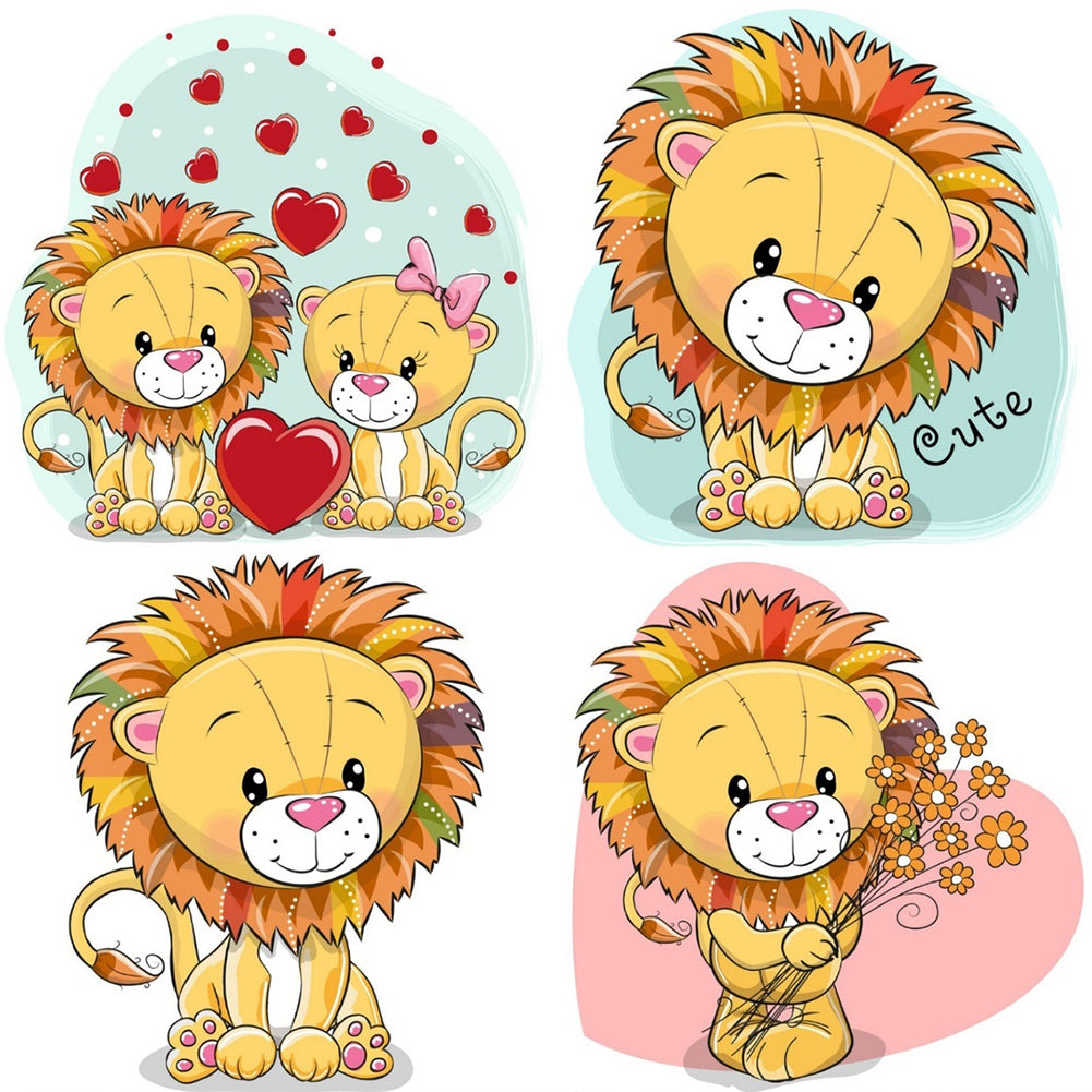 Cartoon Little Lion - Full Round Drill Diamond Painting 30*30CM