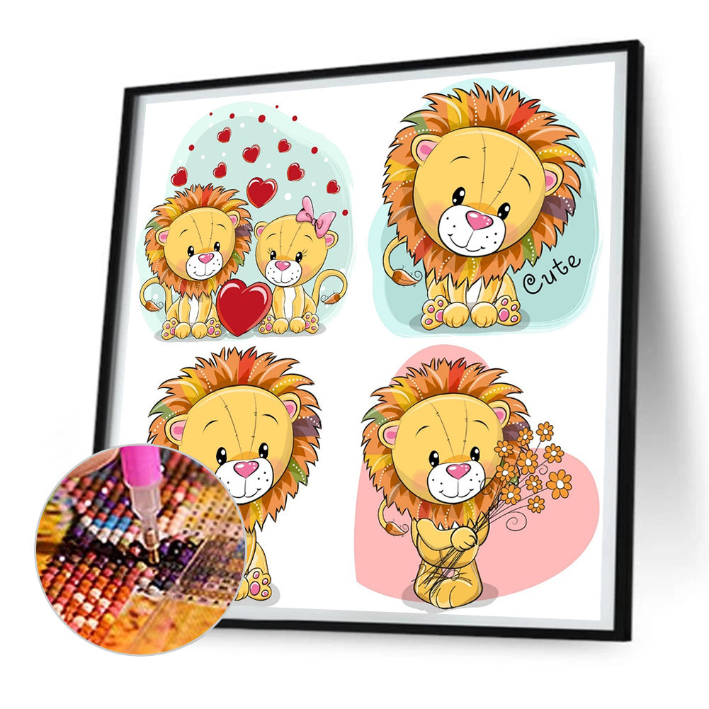 Cartoon Little Lion - Full Round Drill Diamond Painting 30*30CM