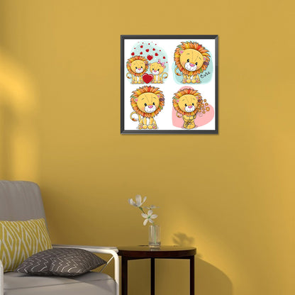 Cartoon Little Lion - Full Round Drill Diamond Painting 30*30CM