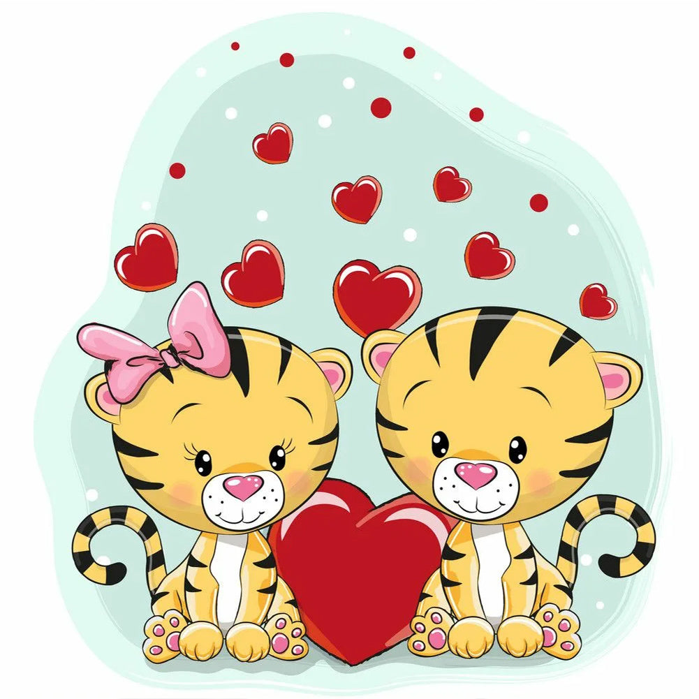 Love Tiger - Full Round Drill Diamond Painting 30*30CM