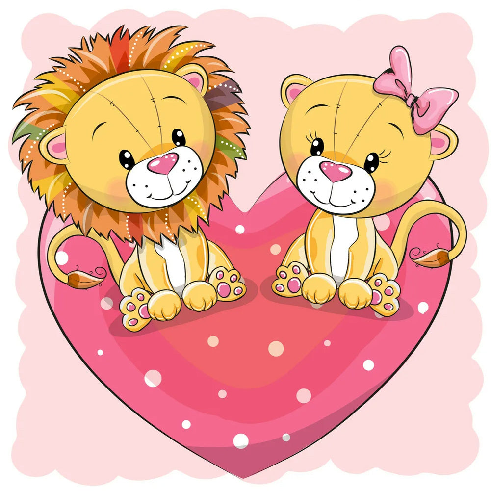 Love Lion - Full Round Drill Diamond Painting 30*30CM