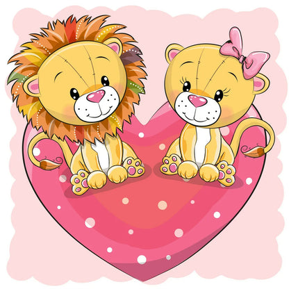 Love Lion - Full Round Drill Diamond Painting 30*30CM