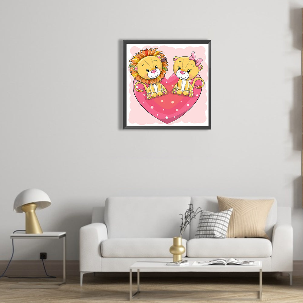 Love Lion - Full Round Drill Diamond Painting 30*30CM