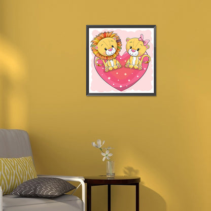 Love Lion - Full Round Drill Diamond Painting 30*30CM
